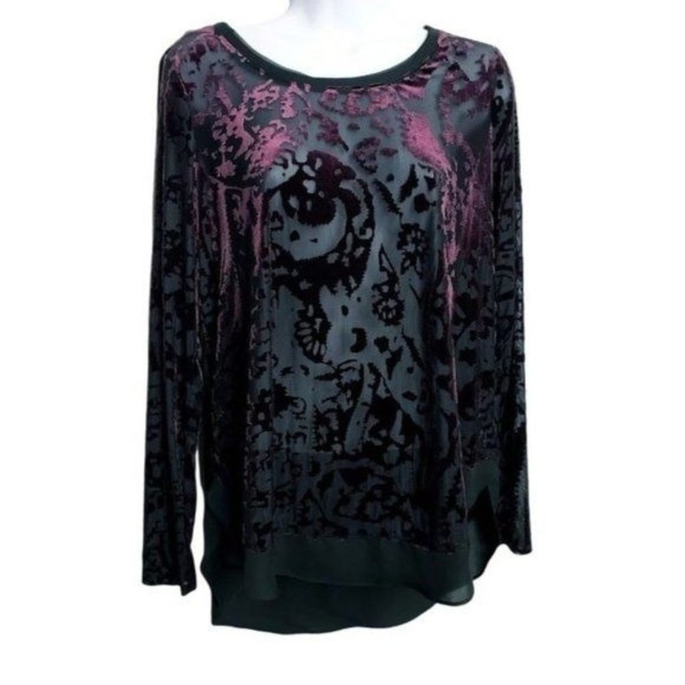 Simply Vera Women lace long sleeve purple top blouse S
